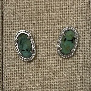 Like new Silver and Green Stone Stud Earrings